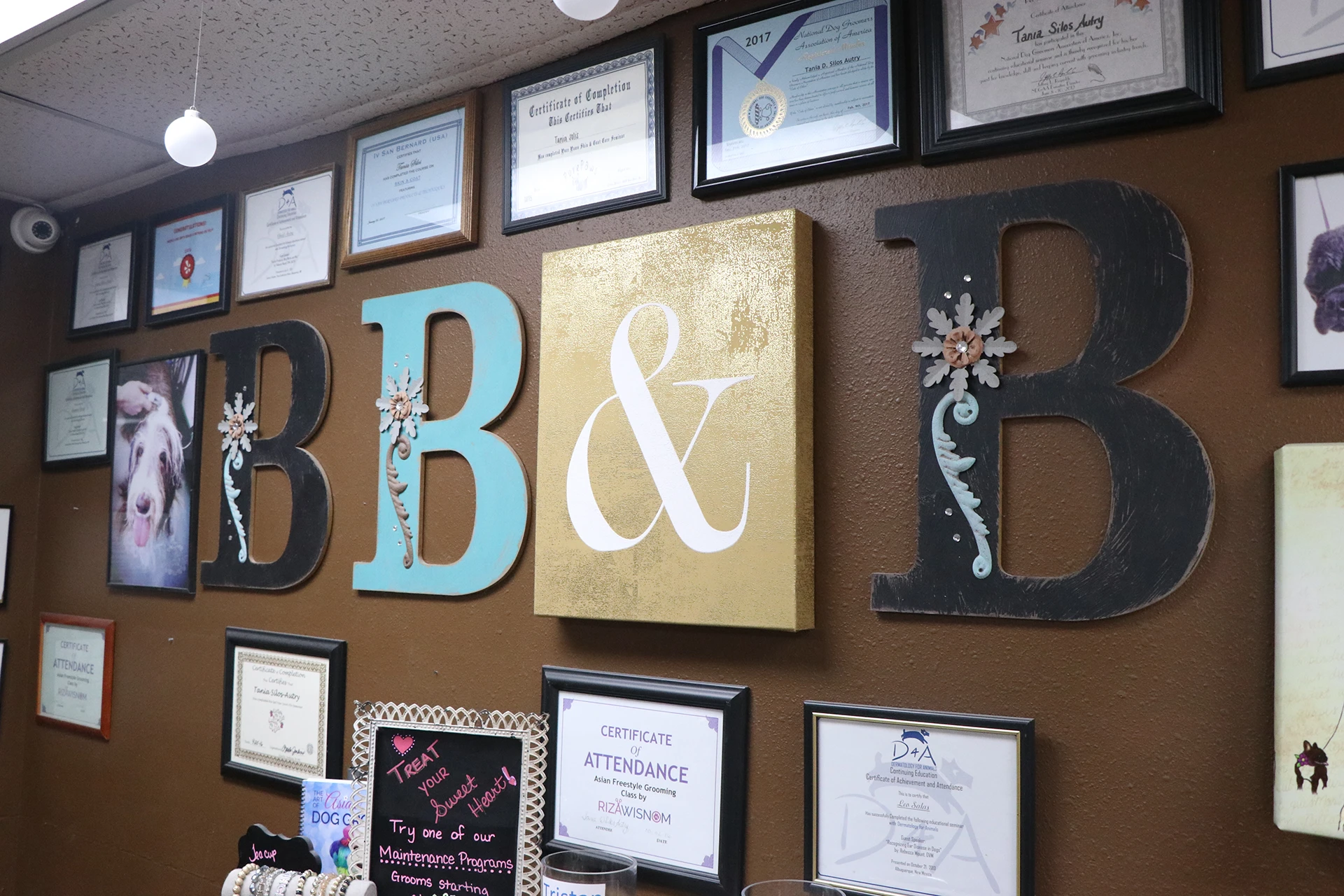 Bath Brush and Beyond wall of accolades